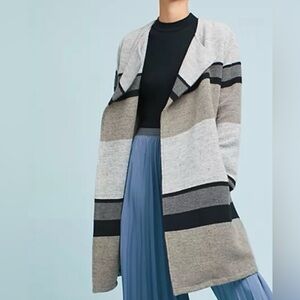 Cupcakes & Cashmere Gray Textured WOOL BLEND TRENCH COAT open Cardigan
